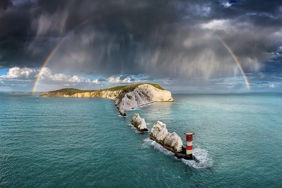 rainbow over island chain